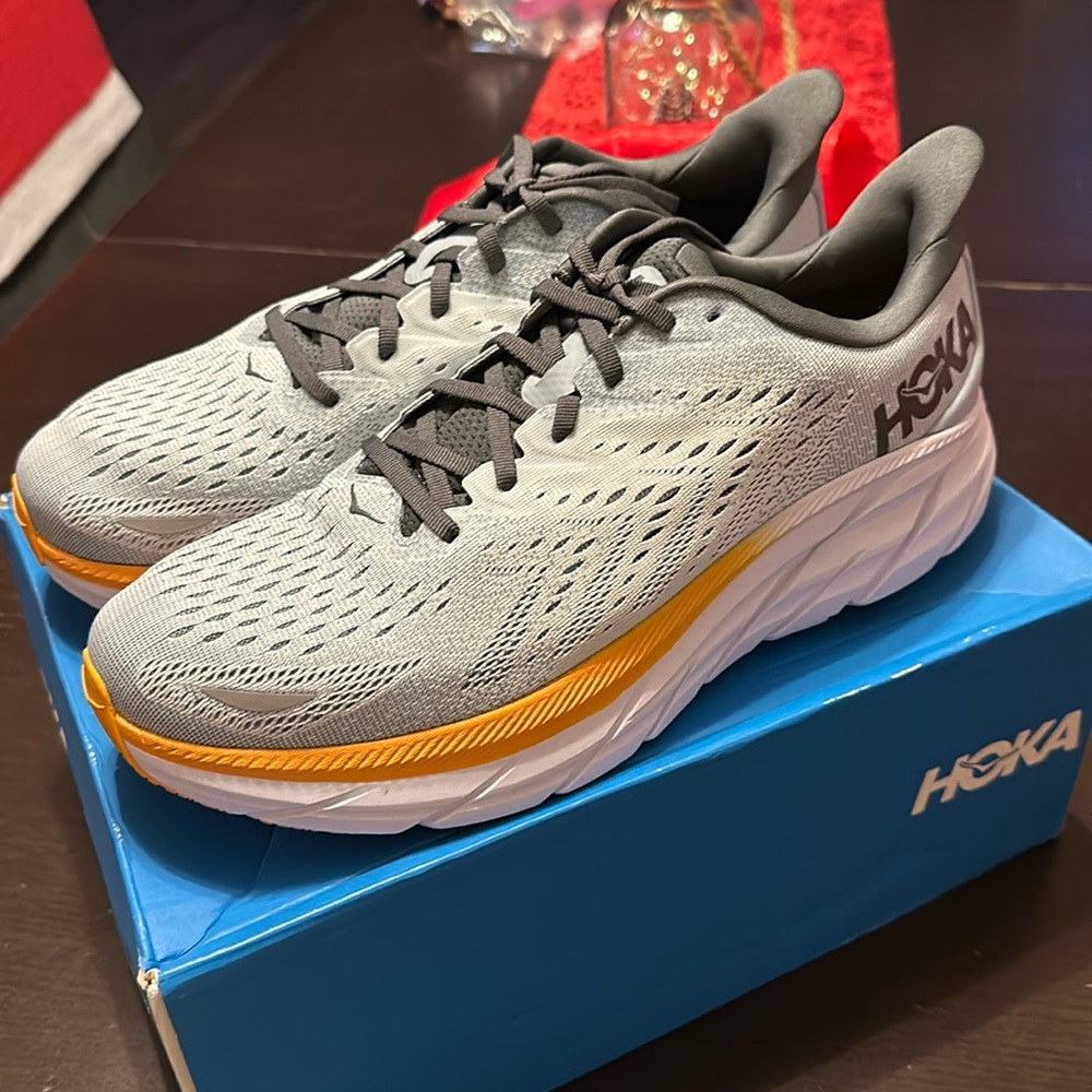 Men’s Hoka Clifton 8 size 12D. Color: Blue Fog Plein Air. New with box.